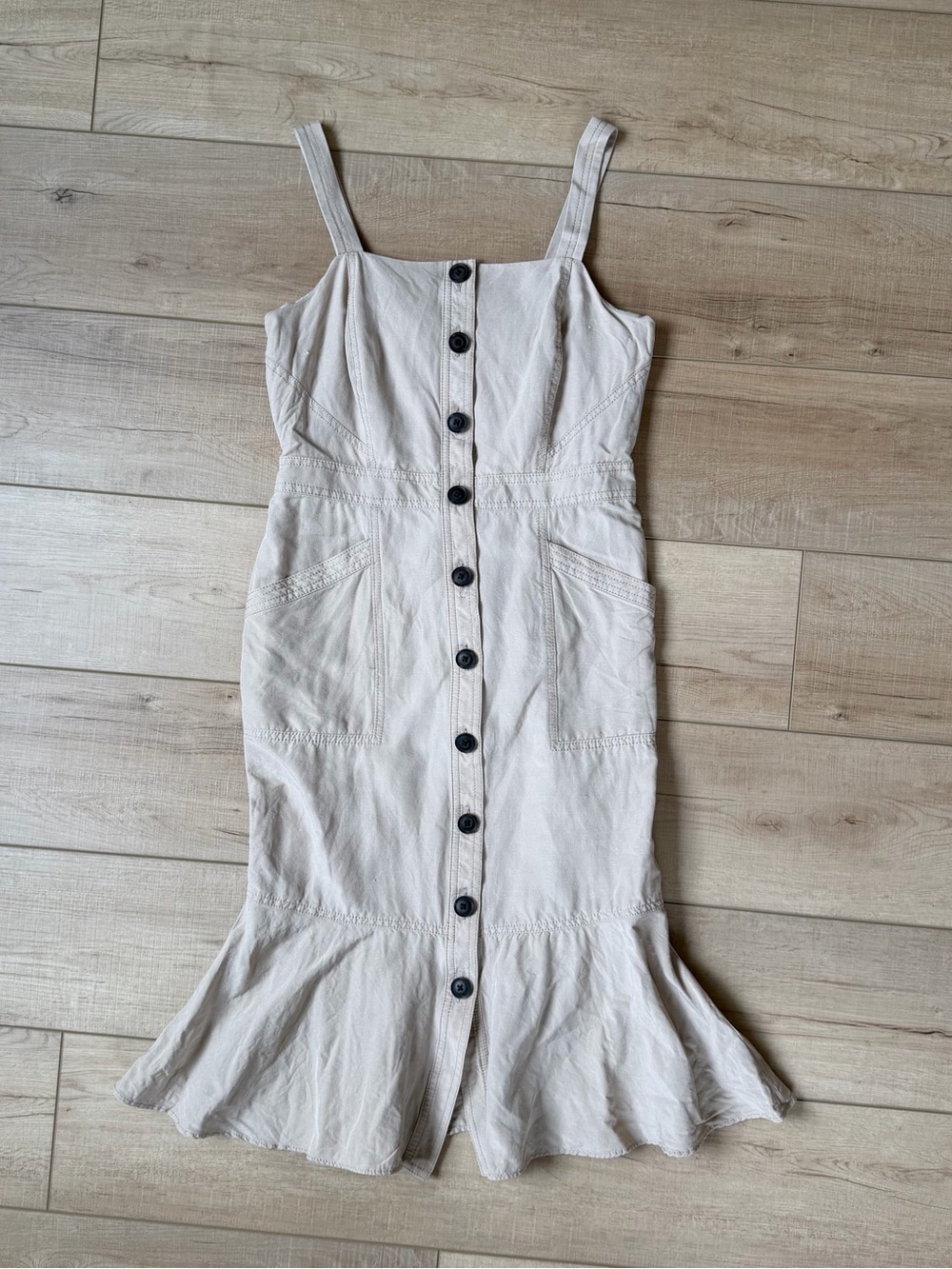 Banana republic Dress Women's 4 Sleeveless Button Front Beige Linen Blend